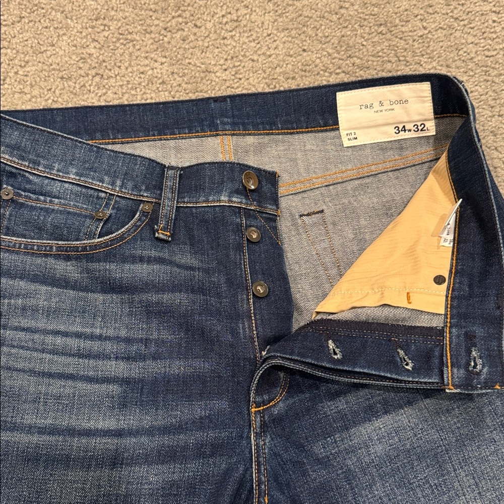 rag & bone Men's Dark Blue Straight Jeans - Picture 3 of 6